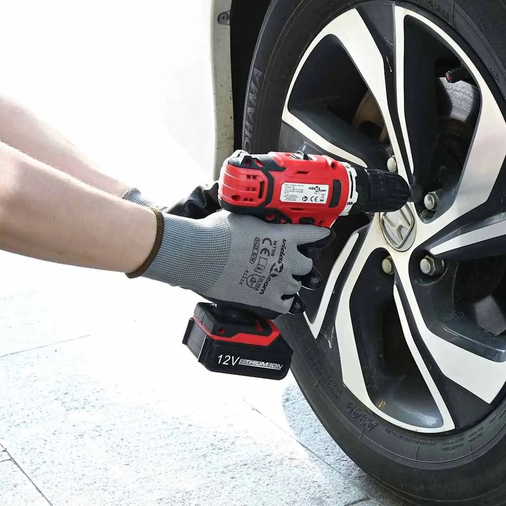 vidaXL Luvas de Trabalho 24 pcs Cinza e Preto 9 / l Poliéster