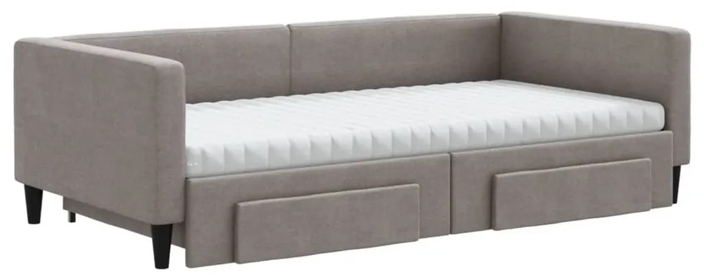 Sofá-cama c/ gavetão/gavetas 100x200cm tecido cinza-acastanhado