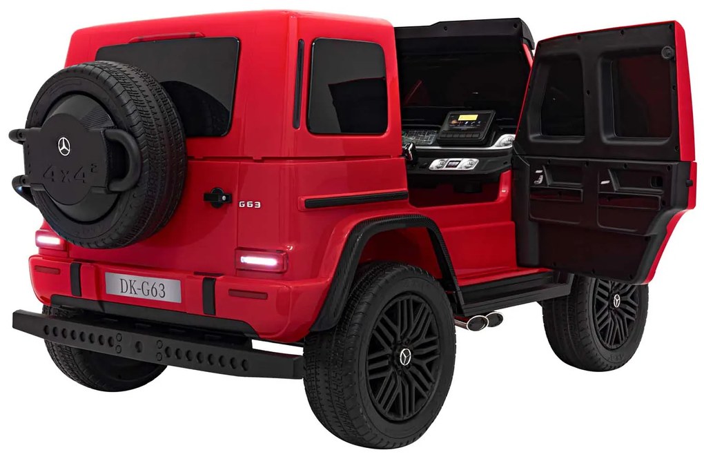 Carro elétrico para Crianças 24V 4x4 200W Mercedes Benz G63 AMG XXL Rodas de EVA, Assento de couro Vermelho