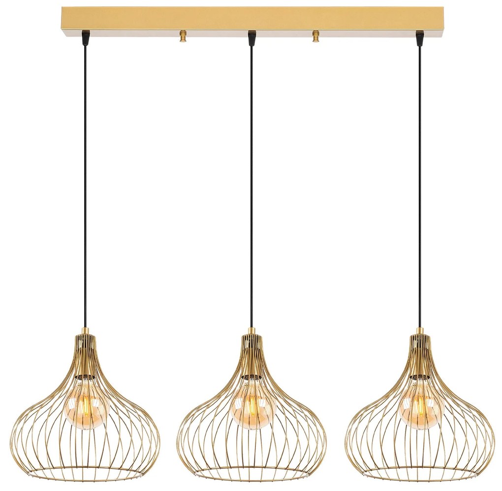 Chandelier Teldamla – Dourado Brilhante – 76 x 22 x 120 cm