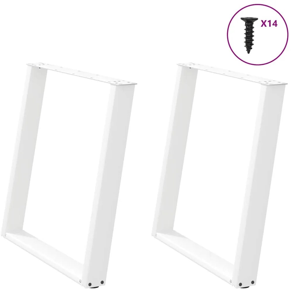 Pés de mesa de jantar em forma de U, 2 peças, branco, 70 x (72-73) cm,
