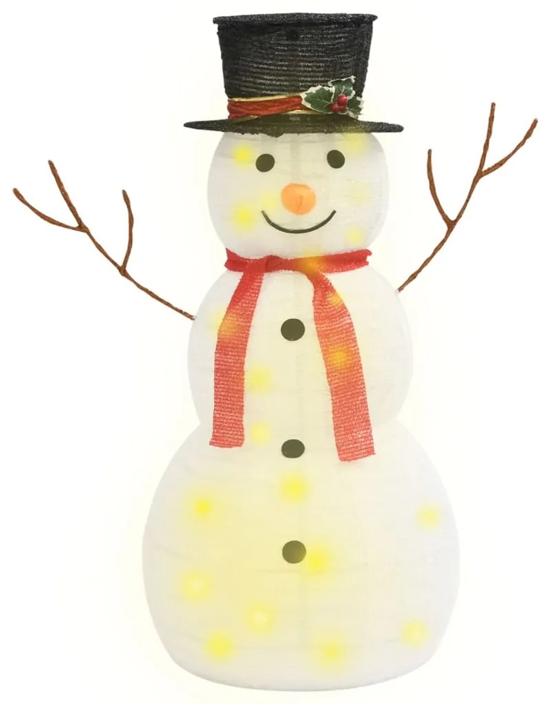 Boneco de neve decorativo com luz LED tecido de luxo 90 cm