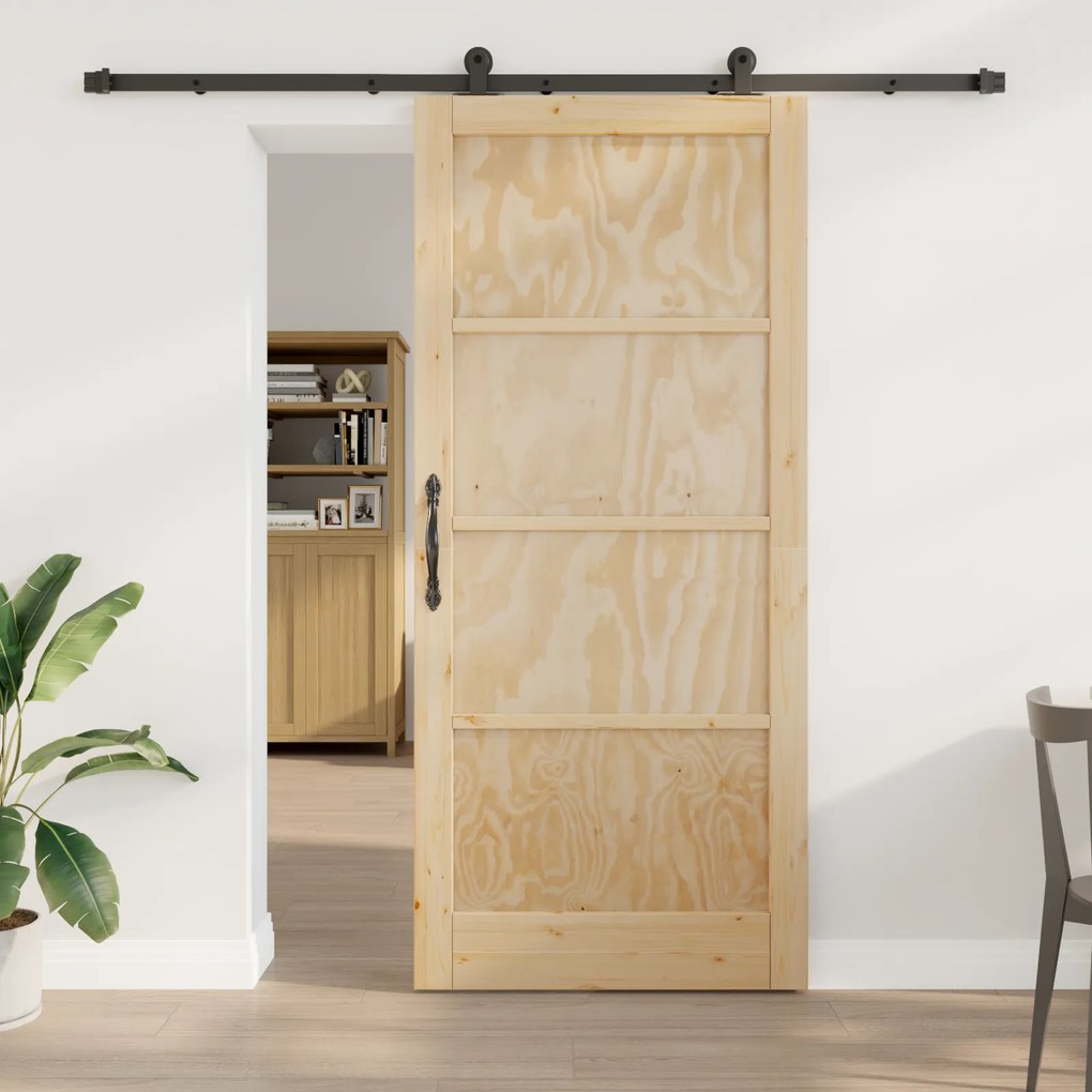vidaXL Porta Deslizante com Conjunto de Hardware 'ORKDAL'Madeira Maciça de Pinho