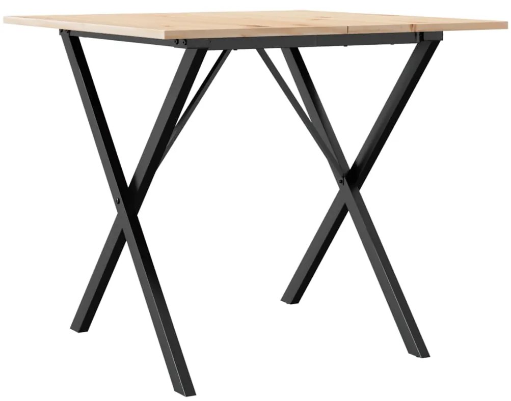 Mesa de jantar estrutura em X 90x90x75 cm pinho e aço