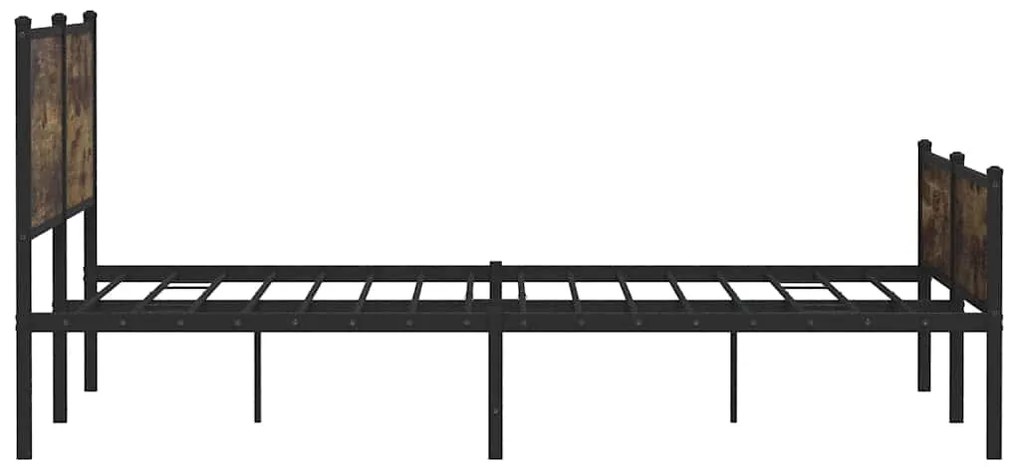 Estrutura de cama sem colchão 200x200cm metal carvalho fumado