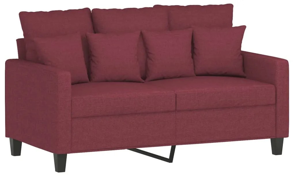 3 pcs conjunto de sofás com almofadas tecido vermelho-tinto