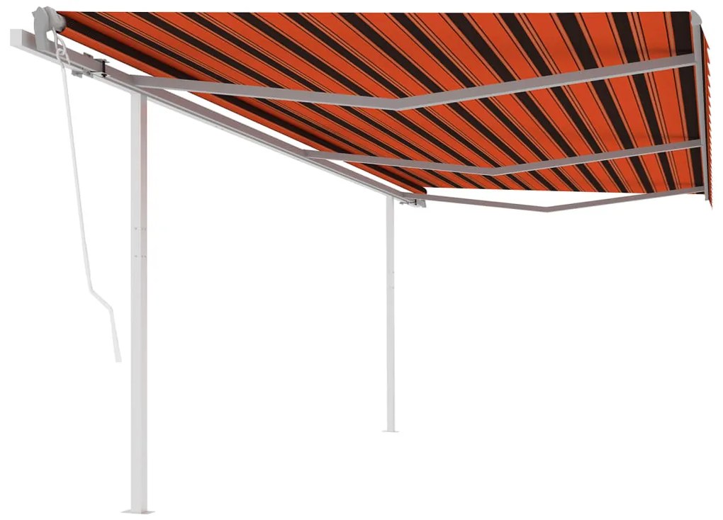 Toldo retrátil automático com postes 6x3,5 m laranja e castanho