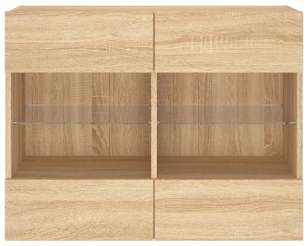 Móvel parede p/ TV c/ luzes LED 78,5x30x60,5 cm carvalho sonoma