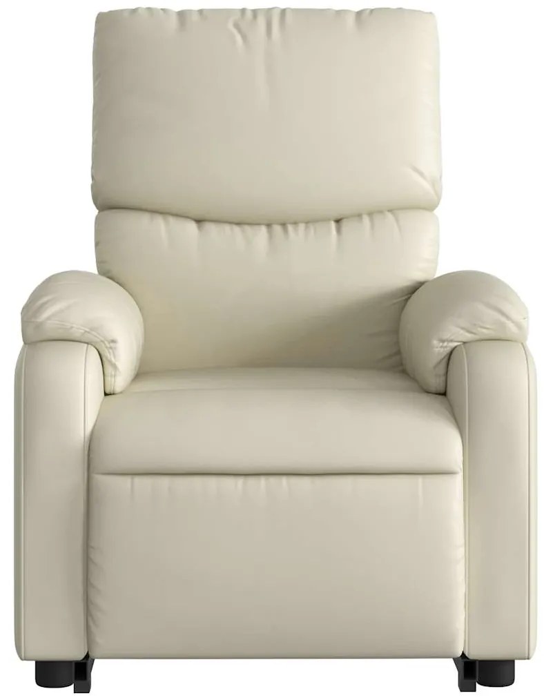 Poltrona reclinável de massagens couro artificial cor creme