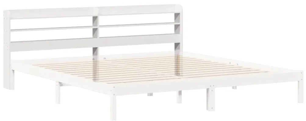 Cabeceira com prateleiras 180 cm madeira de pinho maciça branco