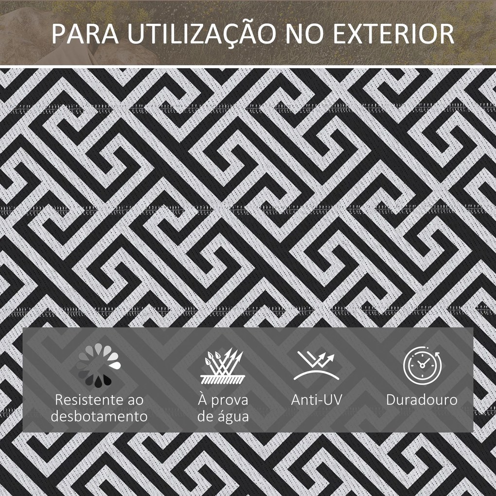 Tapete de Exterior 182x274 cm Tapete Reversível com Desenho Geométrico