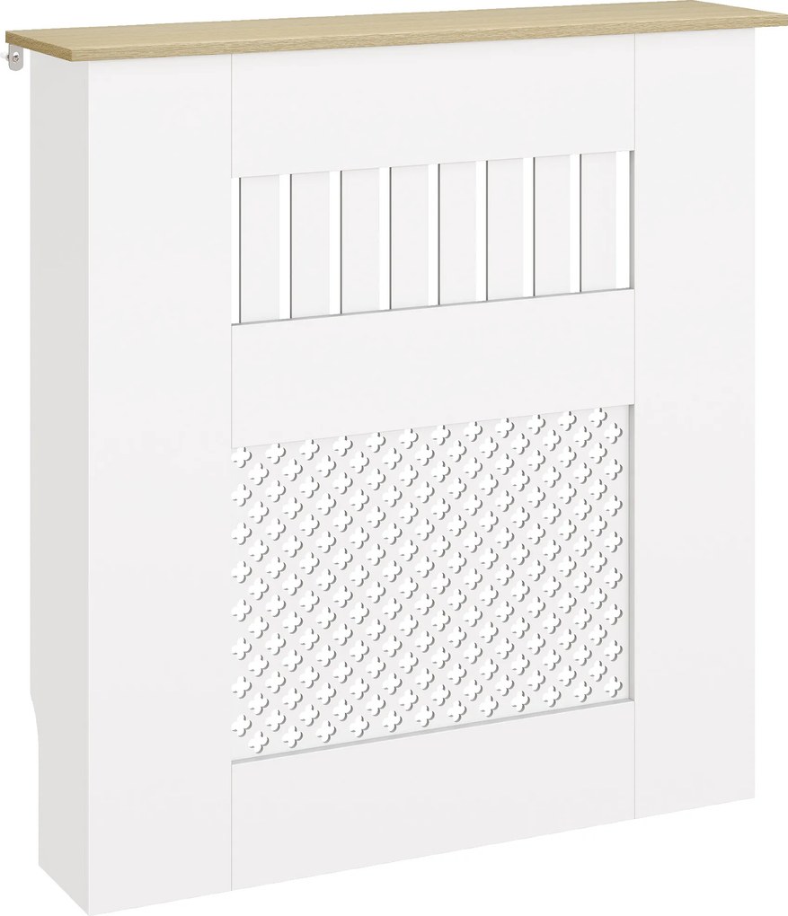 HOMCOM Cobertura para Radiadores Proteção Radiador de MDF 78x19x81 cm Desenho Moderno de Ripas Branco | Aosom Portugal
