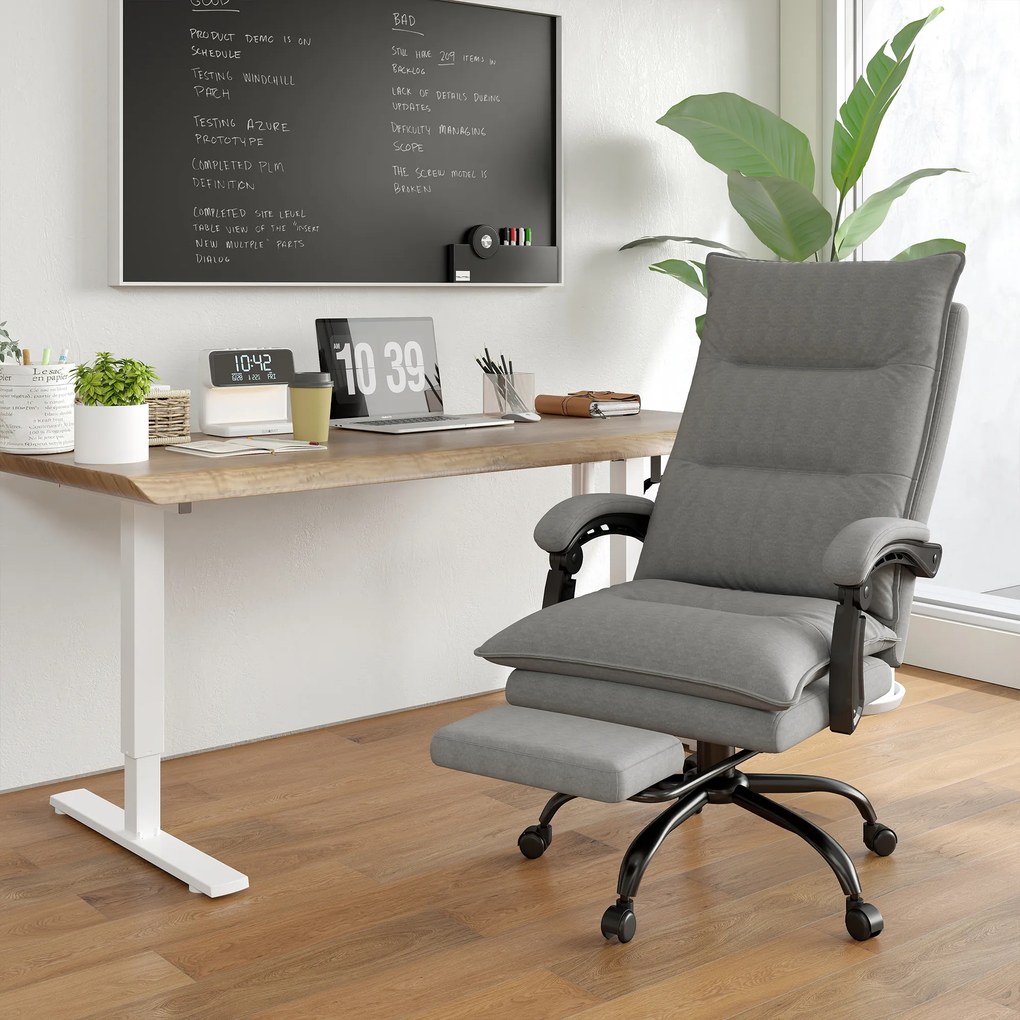 Cadeira de Escritório com 6 Pontos de Massagem e 5 Modos Reclinável com Função de Aquecimento 66x74x114-121,5 cm Cinza