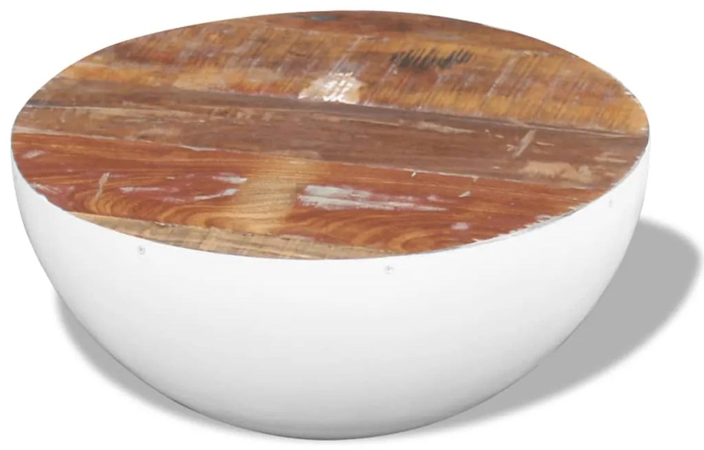 Mesa centro formato tigela 60x60x30 cm madeira reciclada maciça