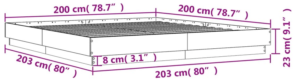 Estrutura de cama 200x200 cm derivados de madeira cinza cimento