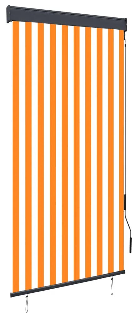 vidaXL Estore de rolo para exterior 100x250 cm branco e laranja