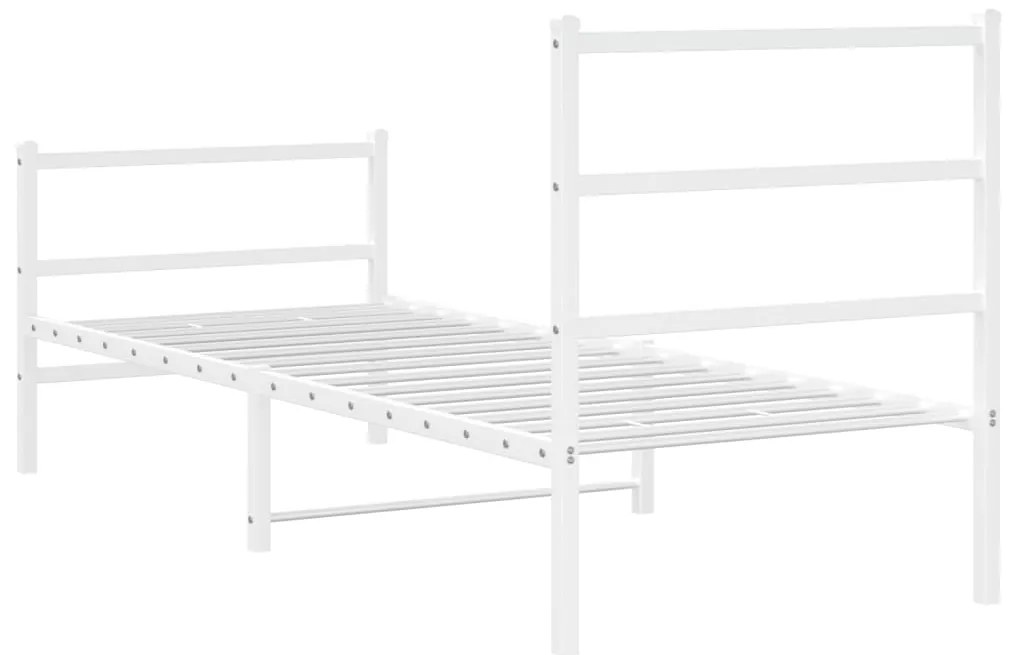 Estrutura de cama com cabeceira e pés 75x190 cm metal branco