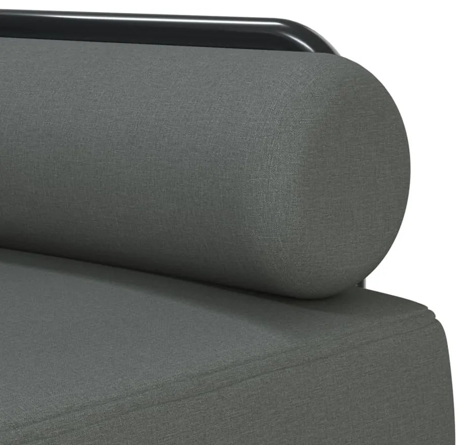 Sofá-cama em forma de L 260x140x70 cm tecido cinzento-escuro