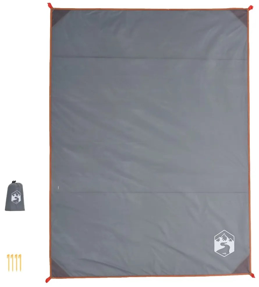 Toalha de piquenique com estacas 205x155 cm cinzento e laranja
