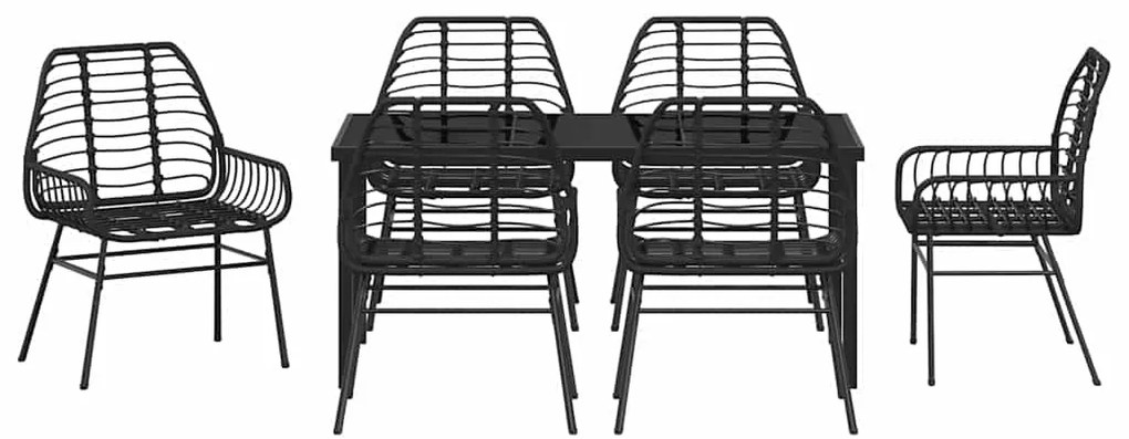 Conjunto de Jantar de Jardim com 7 Peças de Rattan Preto