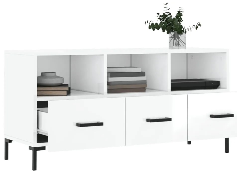 Móvel para TV 102x36x50 cm derivados madeira branco brilhante