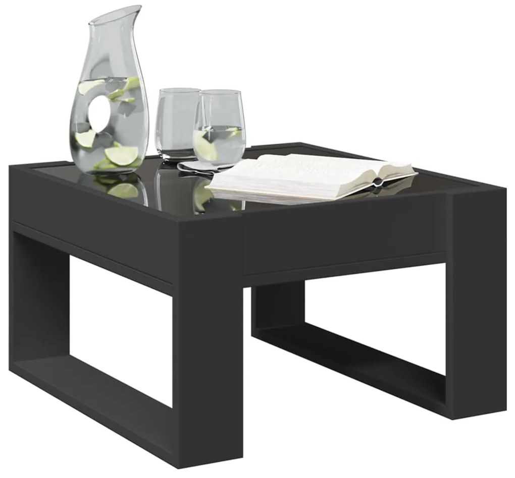 Mesa de centro luzes LED Infinity 50x53x30 cm preto