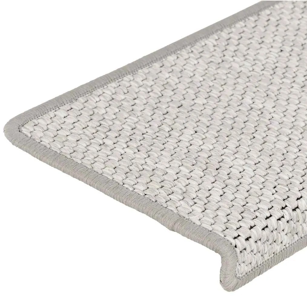 Tapetes escada adesivos aspeto sisal 15pcs 65x21x4 cm platinado
