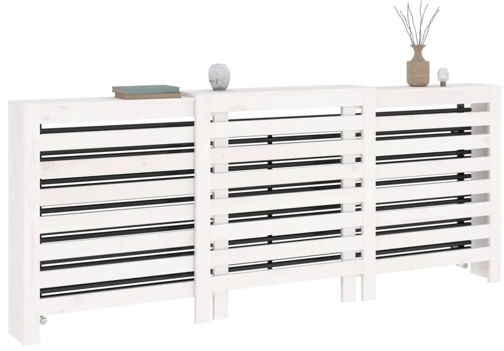 Cobertura de radiador 210x21x85 cm pinho maciço branca
