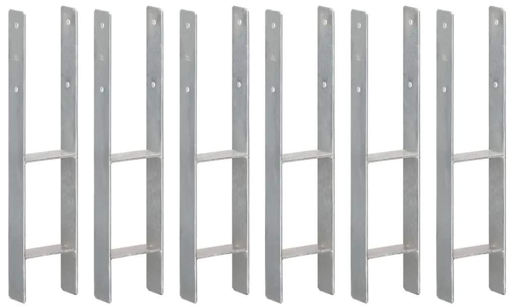 vidaXL Âncoras de vedação 6 pcs 12x6x60 cm aço galvanizado prateado