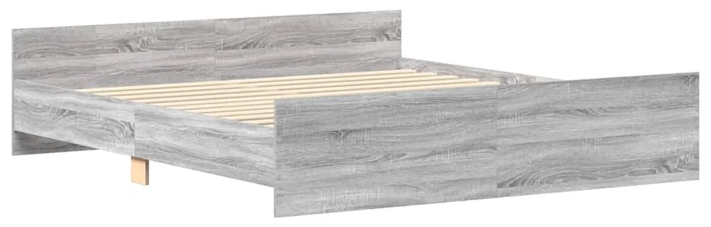 Estrutura cama c/ cabeceira e apoio pés 180x200 cm cinza sonoma