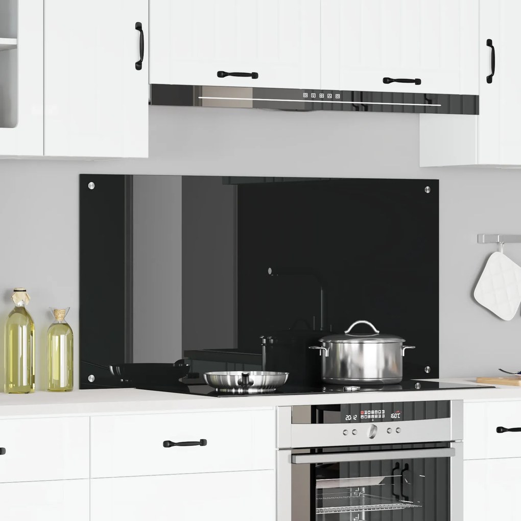 vidaXL Proteção de Cozinha Preto 120 x 60 x 0.6 cm vidro temperado