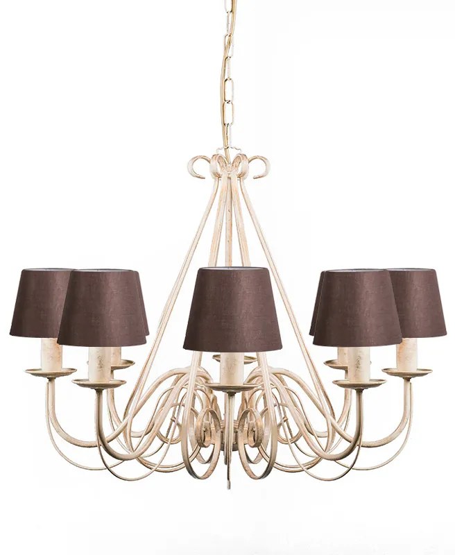 Candeeiro de teto bege 60 cm com abajures castanhos - Giuseppe