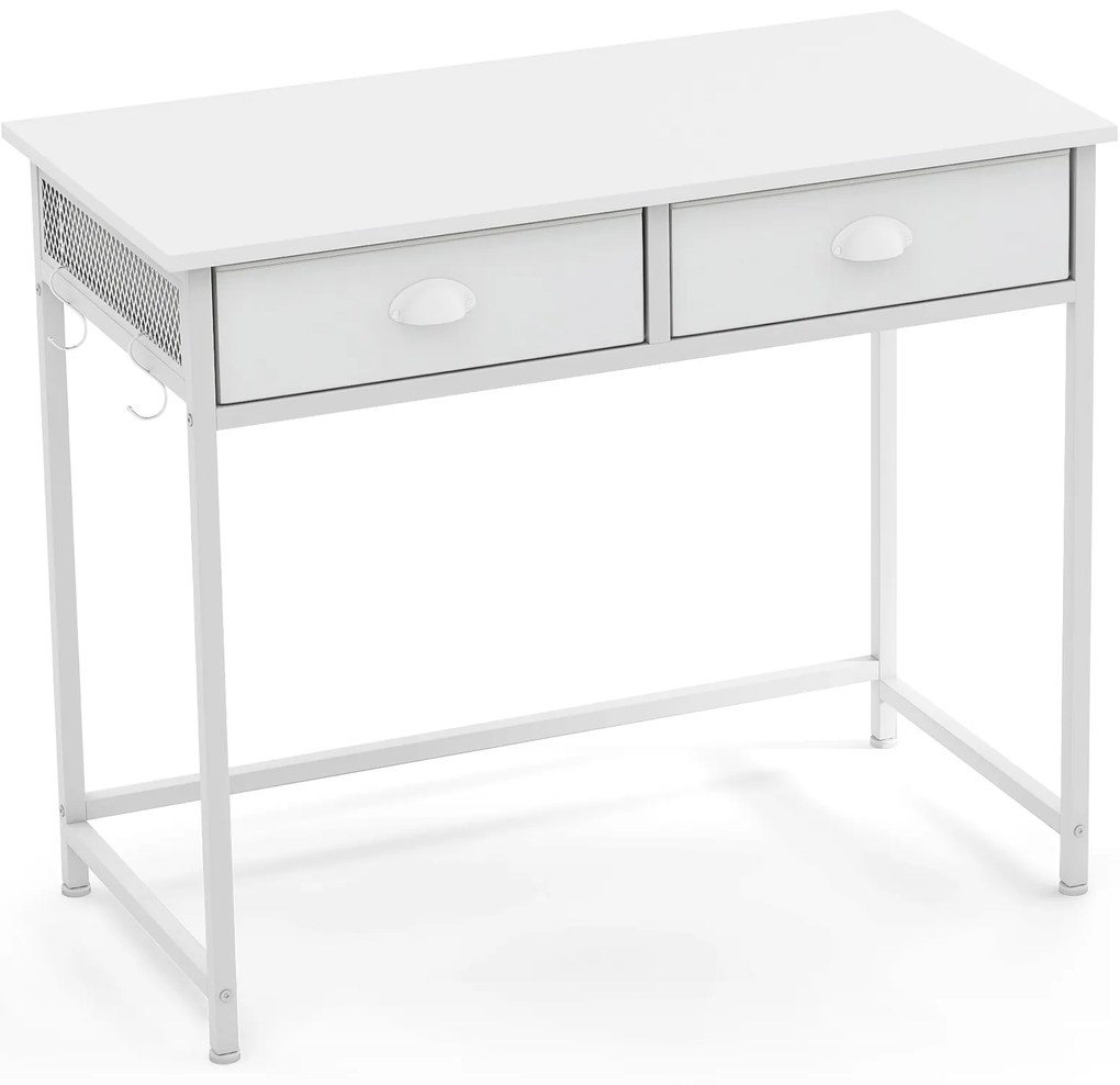 Mesa de computador em formato L de 168 cm com tomadas elétricas, mesa moderna com 2 gavetas de armazenamento, preta