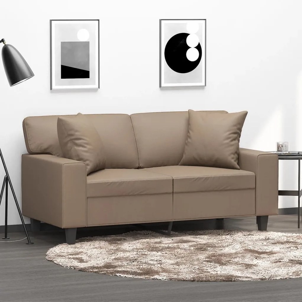 vidaXL Almofadas decorativas 2 pcs 40x40cm couro artificial cappuccino