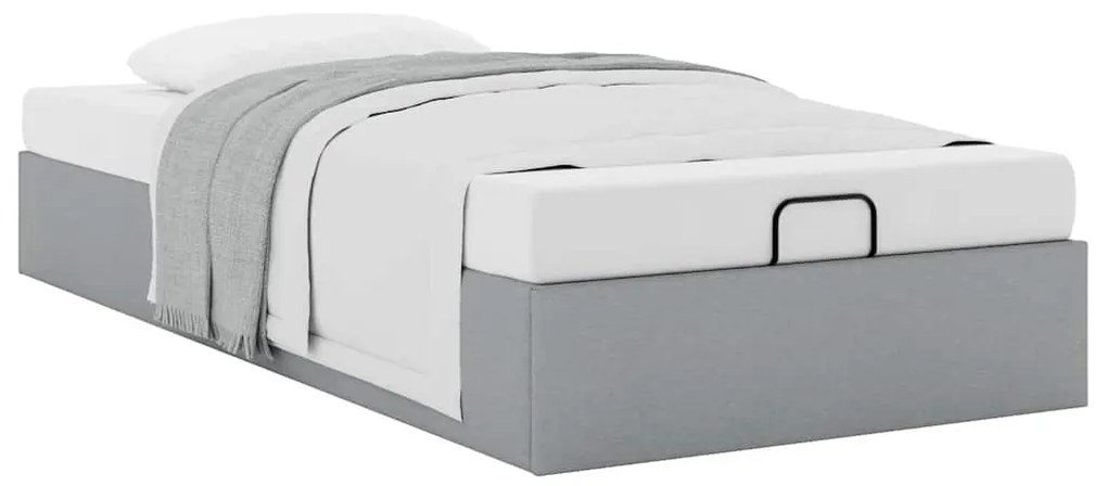 Estrutura de cama otomana sem colchão 90x200 cm cinzento claro
