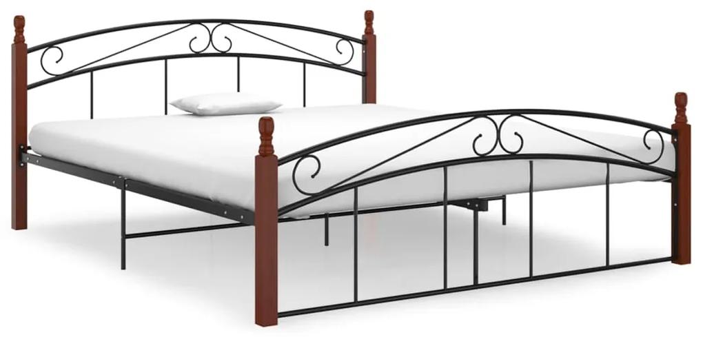 324922 vidaXL Estrutura de cama 160x200cm metal/madeira carvalho maciça preto