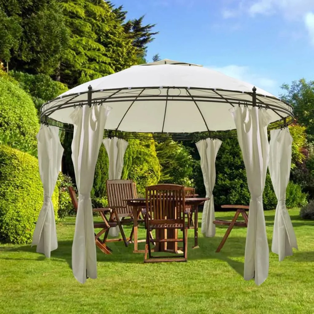 vidaXL Gazebo/tenda de jardim com cortinas, 3,5 x 2,7 m