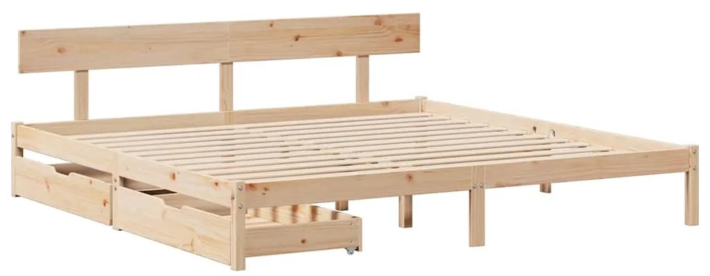 Cama sem colchão 200x200 cm madeira de pinho maciça