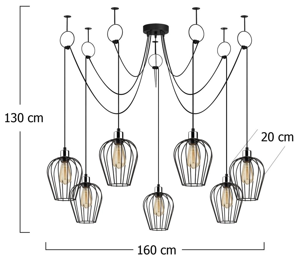 Chandelier Tel – Preto – Diâmetro 160 cm, Altura 130 cm