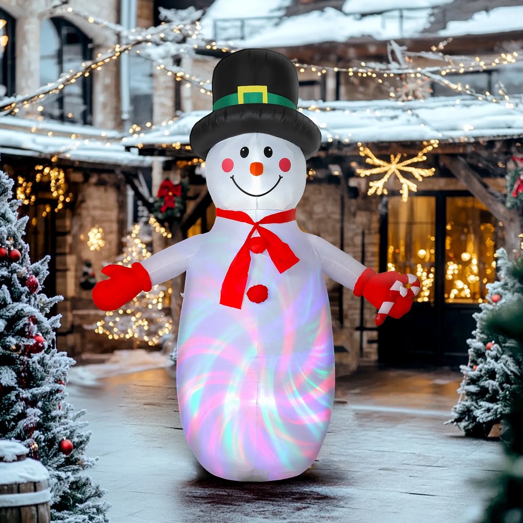 Boneco de neve insuflável de Natal 177 x 78 x 240 cm decoração insuflável de Natal com luzes LED, multicolorido