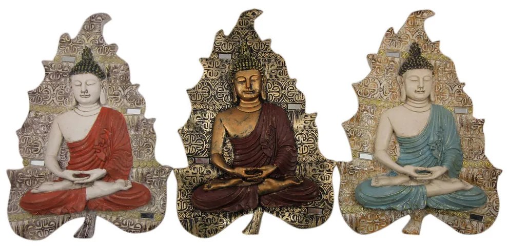 Decoração de Parede DKD Home Decor Buda Resina (19 x 3.1 x 26.5 cm) (3 pcs)