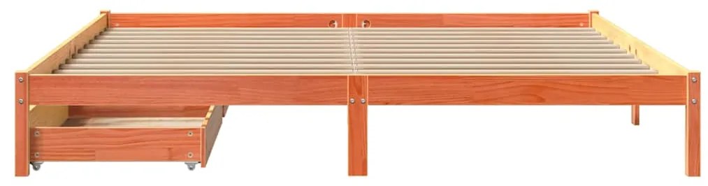 Cama sem colchão 200x200 cm pinho maciço castanho-mel