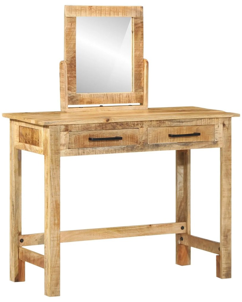 Mesa de Maquilhagem com Espelho Madeira Maciça Mangueira Áspera