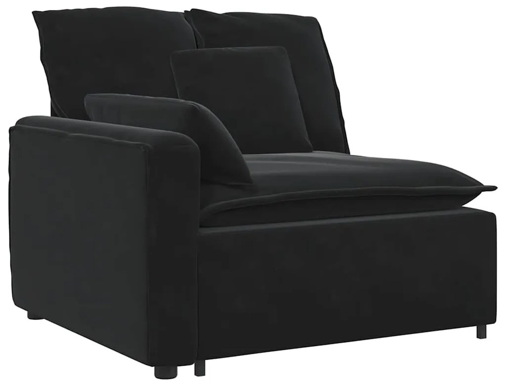 Sofá modular com almofadas veludo preto