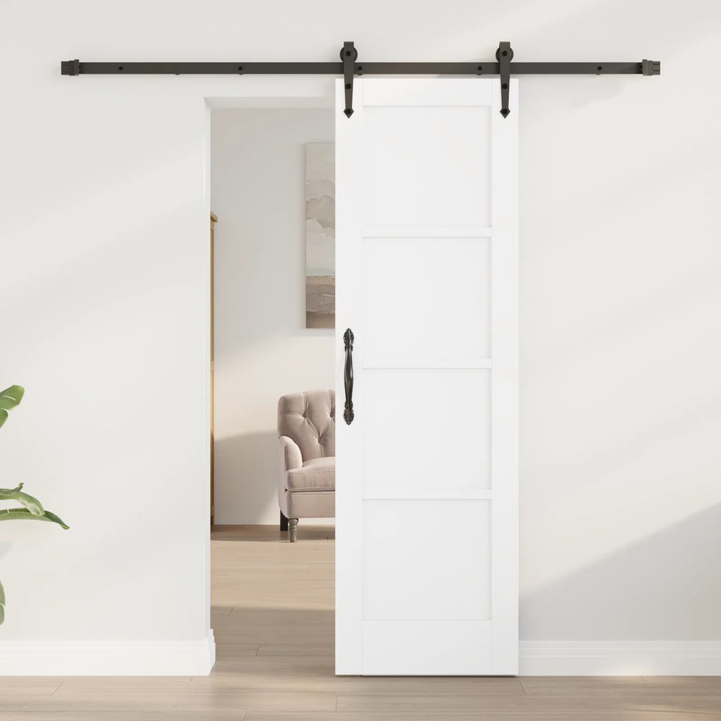 Porta Deslizante vidaXL com Conjunto de Ferragens Branca 61x198.5 cm M