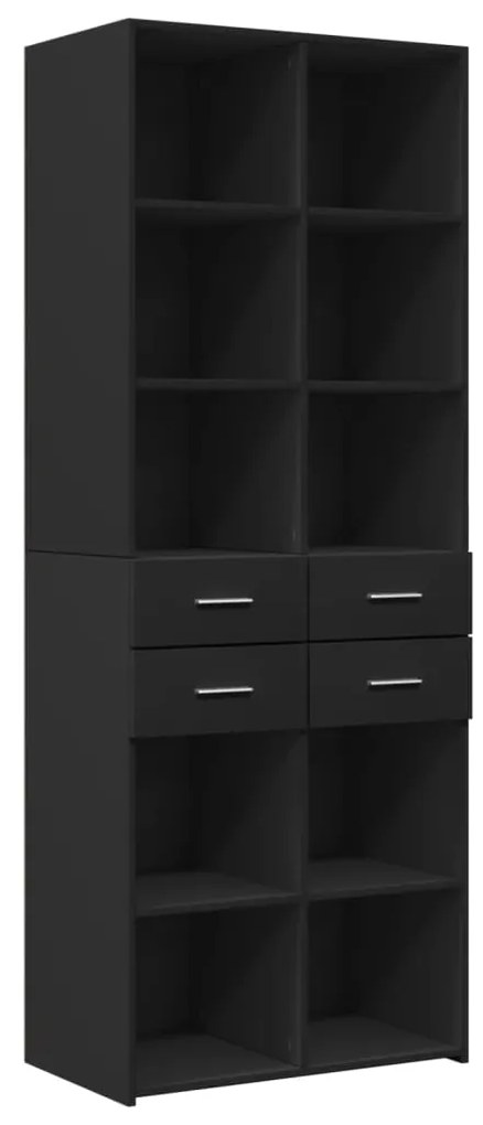 Armário de arrumação 70x42,5x225 cm derivados de madeira preto