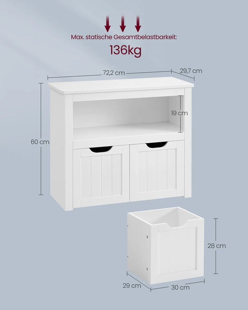 Estante infantil 29,7 x 72,2 x 60 cm com rodas para uma arrumação organizada dos brinquedos, em branco