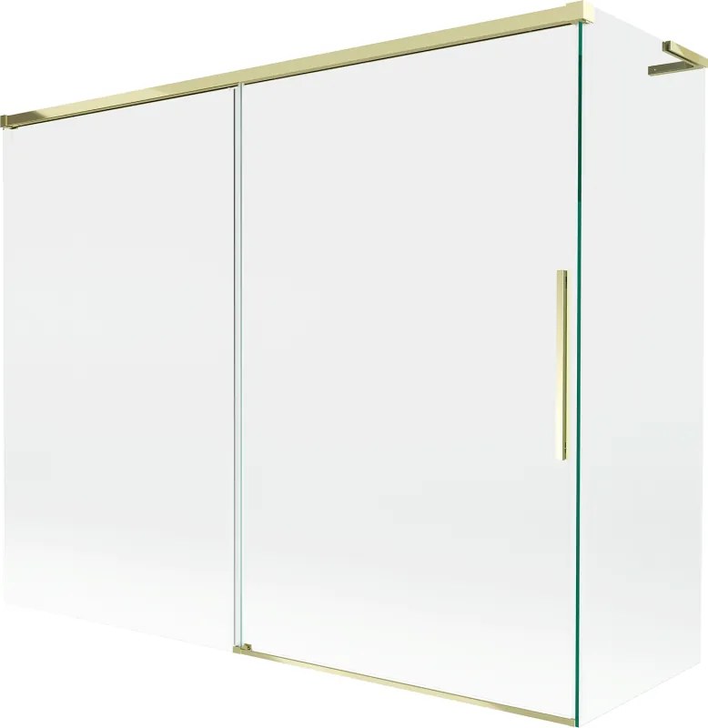 Mexen Rox L divisória de banho de 2 painéis deslizantes 190 + 80 x 150 cm, transparente, dourado - 8C9L-190-080-50-00