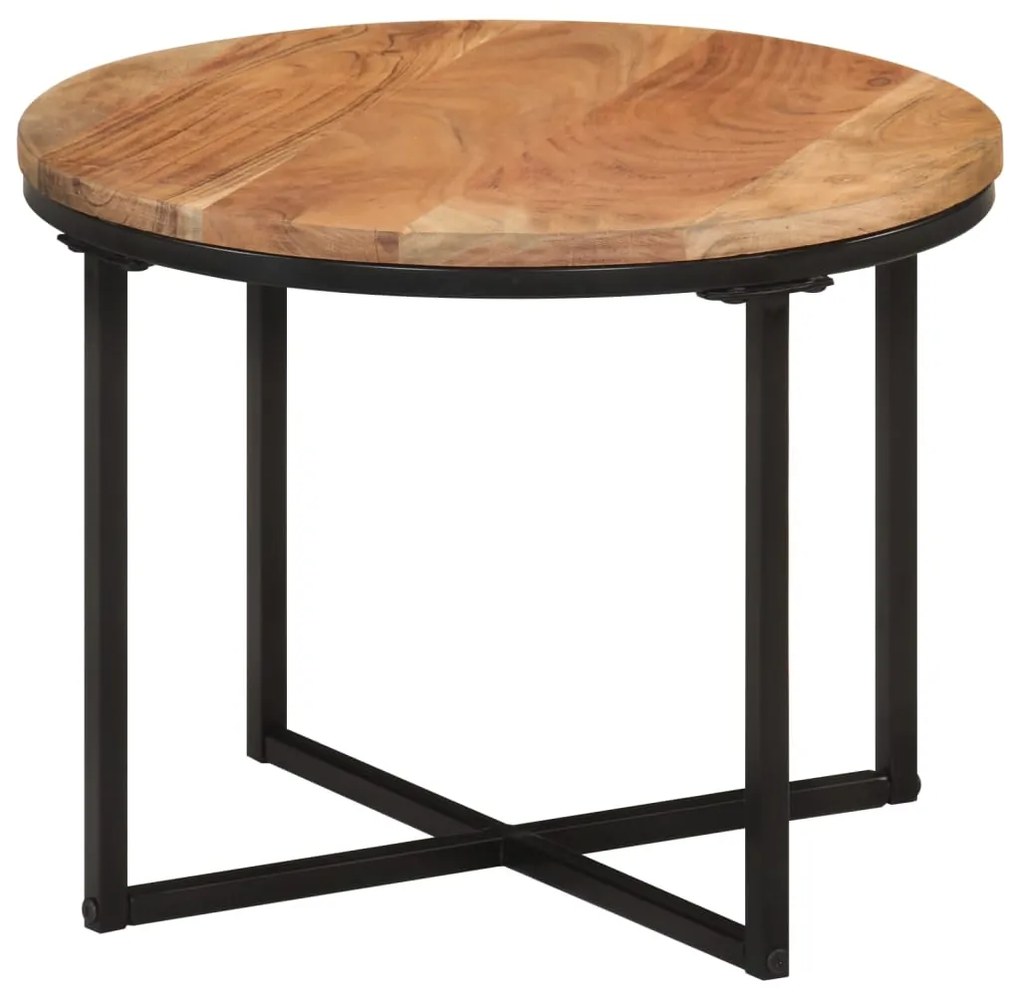 Mesa de centro 45x45x35 cm madeira de acácia maciça e ferro