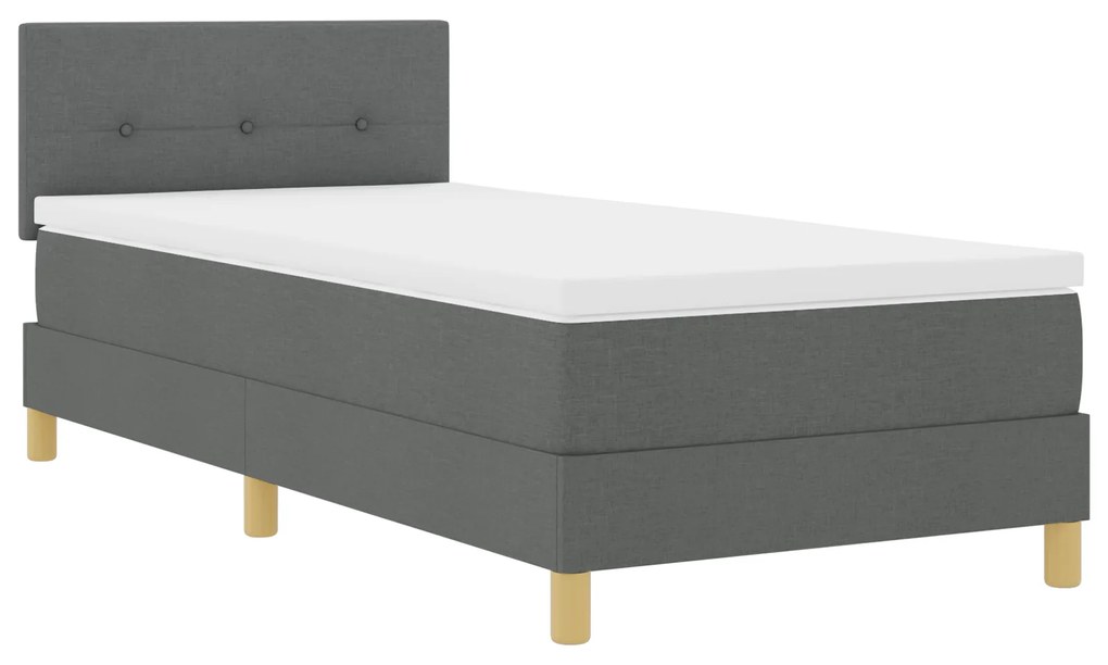Cama Box Spring com Colchão Cinza Escuro 90x190 cm Tecido
